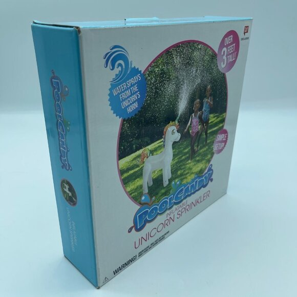 Pool Candy Inflatable Unicorn Sprinkler White Water Play 3 Feet Tall - Picture 11 of 11